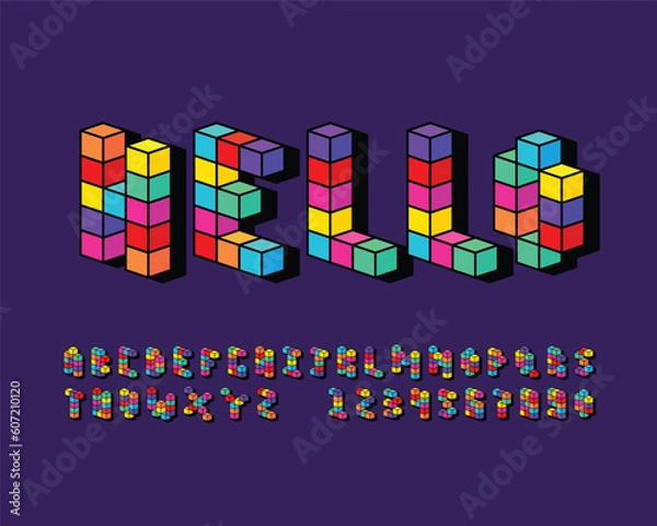 Obraz Colorful block designer font set 