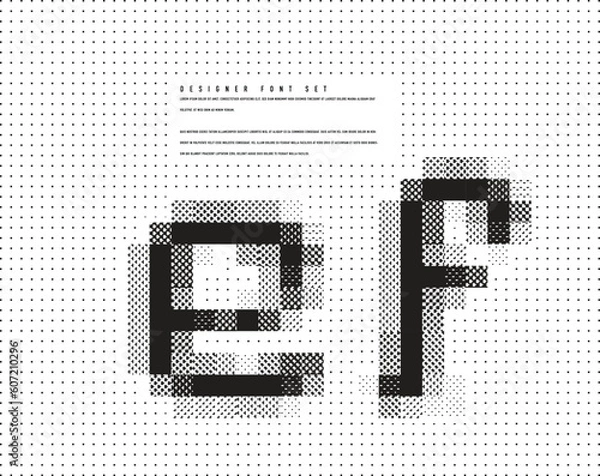 Obraz Creative Bitmap designer font set - e,f