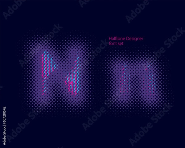 Fototapeta Halftones Designer font set