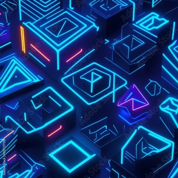 Fototapeta Neon 3d pattern