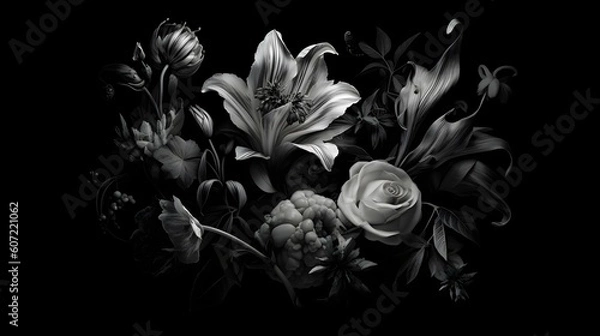 Obraz 美しく神秘的なモノクロの花の世界