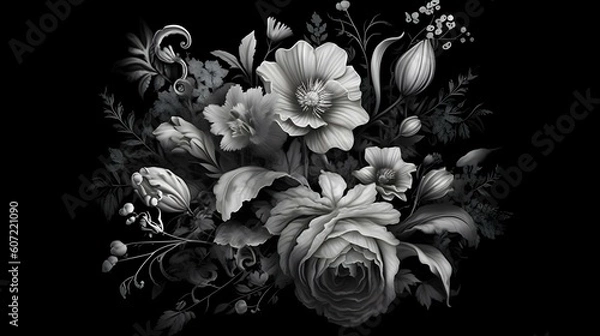 Obraz 美しく神秘的なモノクロの花の世界