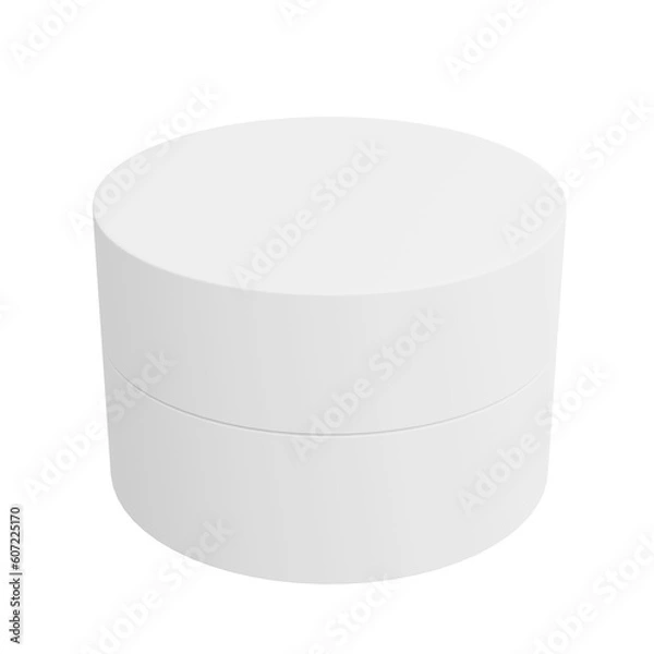 Obraz The white round paper box looks beautiful and clean on a white background, perfect for presenting 3D rendering box model advertisements.