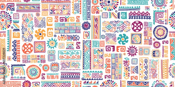 Obraz Ethnic handmade ornament, seamless pattern