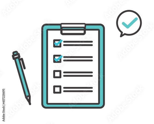 Obraz チェックリストが書いてある、バインダーのベクターイラスト素材／アンケート／ビジネス／点検