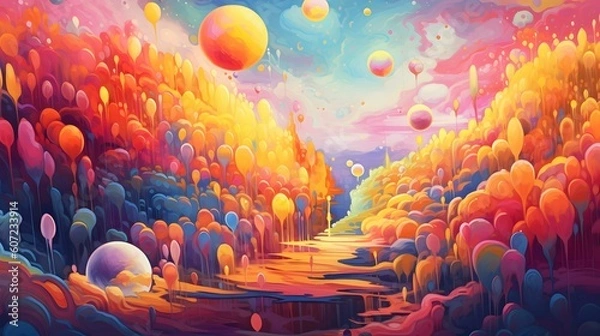 Fototapeta 幻想的な美しいカラフルな世界の背景