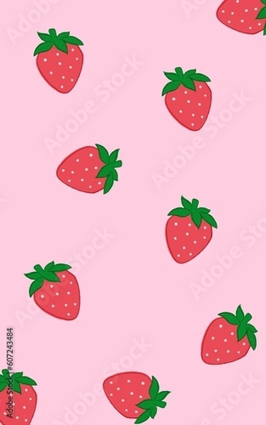 Fototapeta seamless pattern with strawberries
