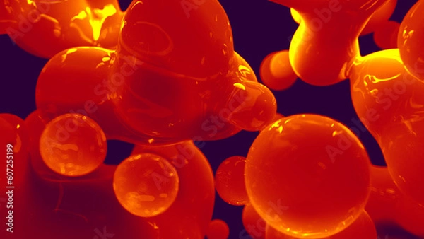 Obraz lava lamp glossy red fantastic tender meta objects float - abstract 3D rendering