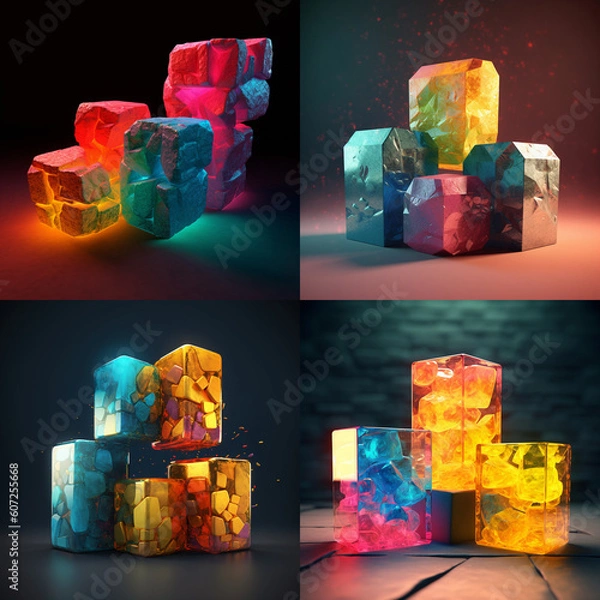 Obraz Multicolor ice cubes on black