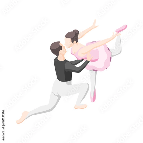 Fototapeta Isometric Ballet Pair Composition