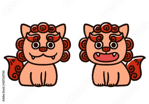 Fototapeta かわいい手描き風のシーサー