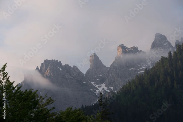 Obraz the beauty of the panoramas of the dolomites in spring
