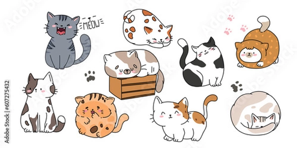 Fototapeta Vector cats. Set symbols. Cute cats