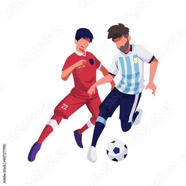 Obraz Illustration of a friendly match between Indonesia and Argentina, player number 22 jersey.