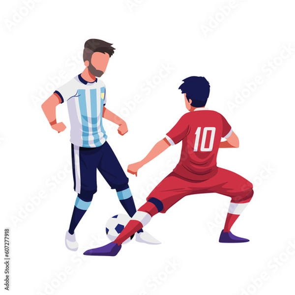 Obraz Illustration of match between Indonesia and argentina  player in red with the number 10 on his back
