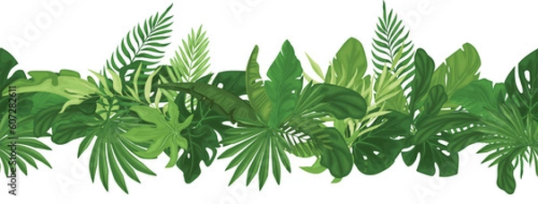 Obraz Tropical seamless border pattern with palm leaves.