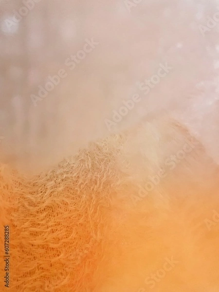 Fototapeta Orange and white feathers, blurred, gradient, for decoration