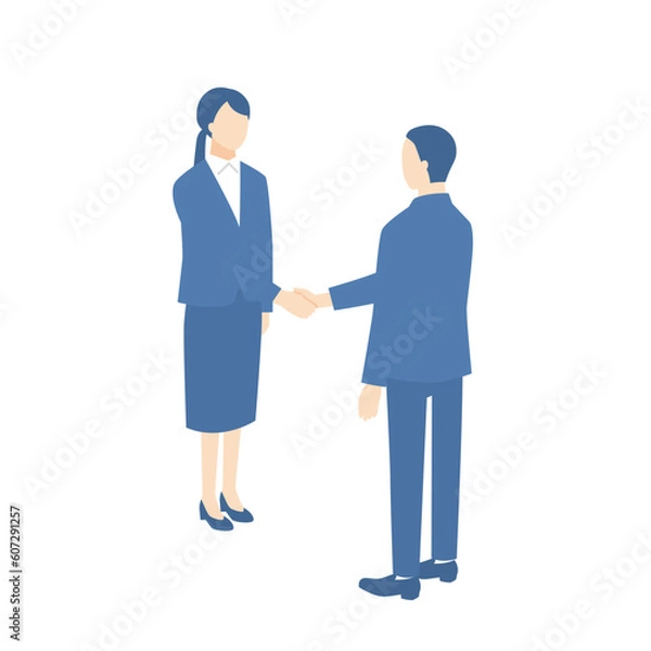 Fototapeta 握手をするビジネスマンと採用が決まった女性