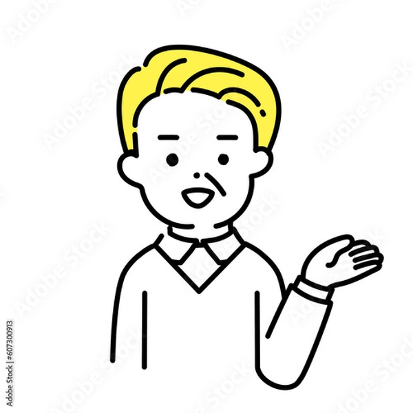 Fototapeta かわいい人物のイラストシリーズ _ シニアの男性_ 案内