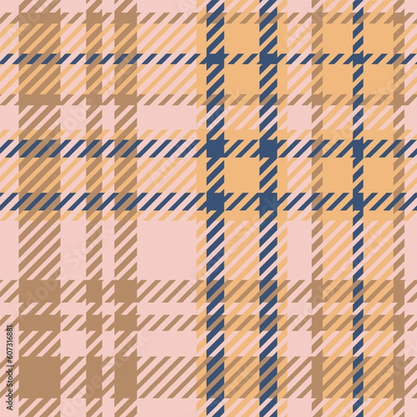 Fototapeta Textured seamless pattern in a brown cage for fashionable textiles and graphics, packaging. Plaid pattern with a Twill Weave.