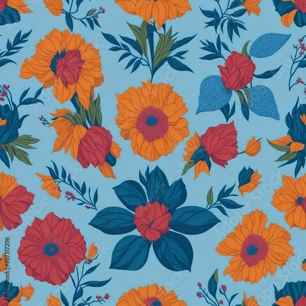 Fototapeta seamless pattern with flowers