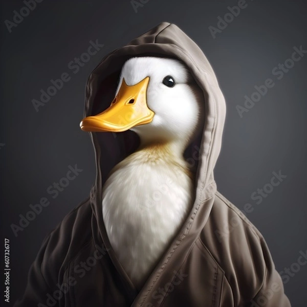Obraz "Aqua Hooded Wanderer: The Duck's Urban Adventure" | Creative Concept Design | AI Generated Artwork