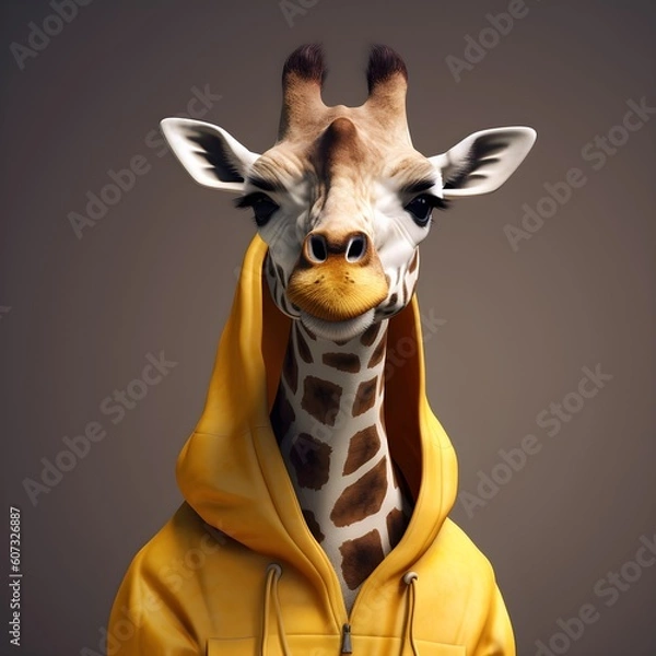 Obraz "Tall Tales in the Hood: The Giraffe's Urban Adventure" | Creative Concept Design | Generative AI Artwork