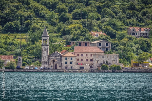 Fototapeta Donji Stoliv town in Kotor Bay on Adriatic Sea, Montenegro