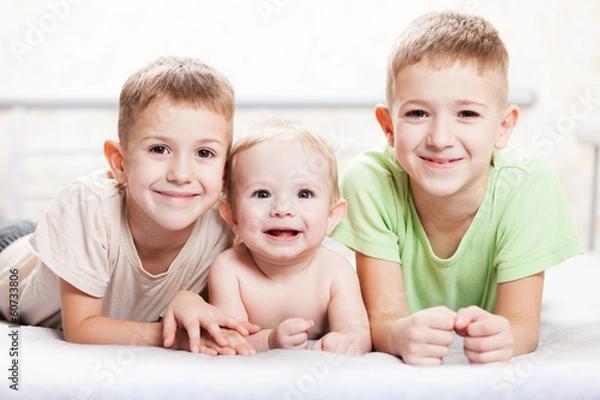Fototapeta Three brother boys