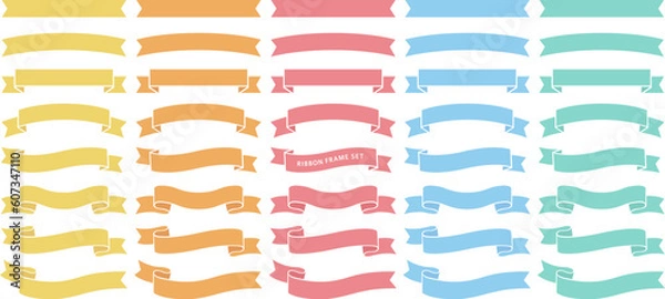 Obraz シンプルなリボンフレームのセット_ベクターイラスト