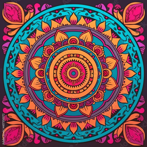 Fototapeta Generative AI Relax illustration with mandala on colorful background