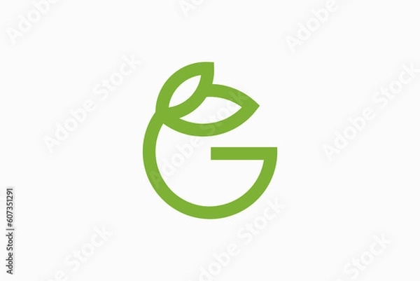 Obraz initial letter g with leaf logo vector premium template