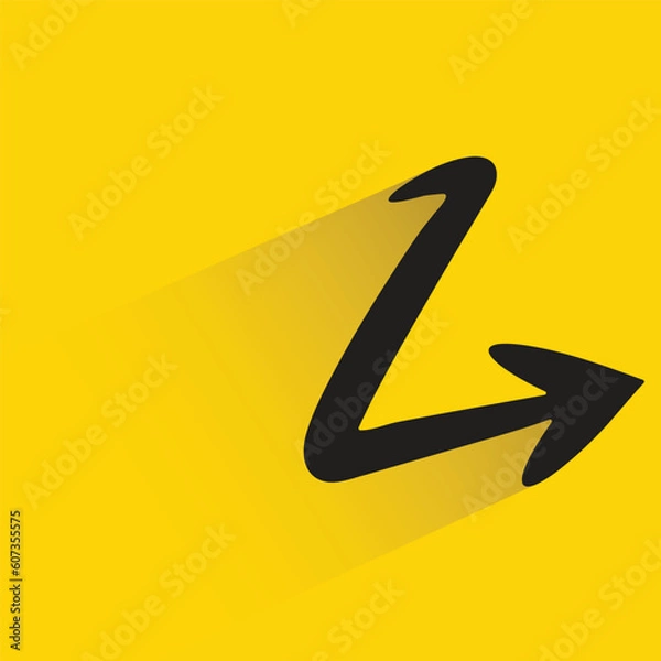 Fototapeta doodle arrow symbol with shadow on yellow background