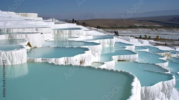 Fototapeta pamukkale thermal pools turkey generative ai