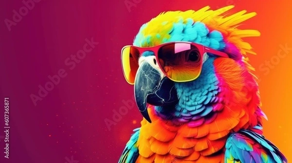 Fototapeta Cool Parrot with sunglasses