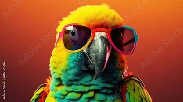 Obraz Cool Parrot with sunglasses