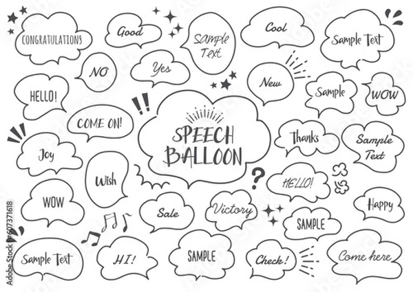 Fototapeta 手書きの吹き出し素材セット