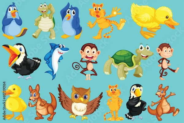 Fototapeta Set of cute animals vector by the greatest graphics