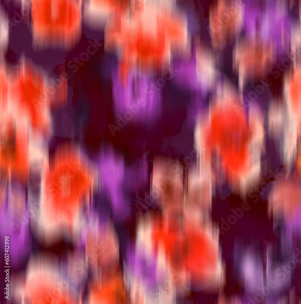 Obraz Abstract Blurred Florals Silhouettes Brush Effect Ombre Roses Seamless Pattern Textured Background Trendy Fashion Colors Perfect for Allover Fabric Print