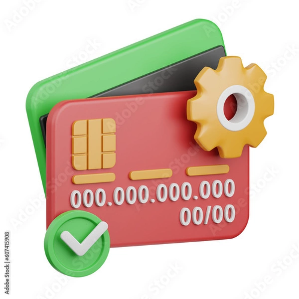 Obraz 3d rendering card transaction process isolated useful for payment, money and transaction design