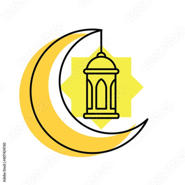 Obraz ramadan lantern simple flat icon, islamic lantern icon