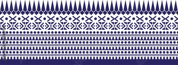 Fototapeta Digital textile fabric border motif pattern for geometric oriental seamless pattern. Border decoration. Design for background, wallpaper, vector illustration, textile, batik, carpet, fabric, clothing,