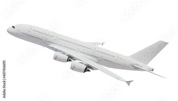 Fototapeta Large passenger airplane isolated on transparent background. 3d rendering.