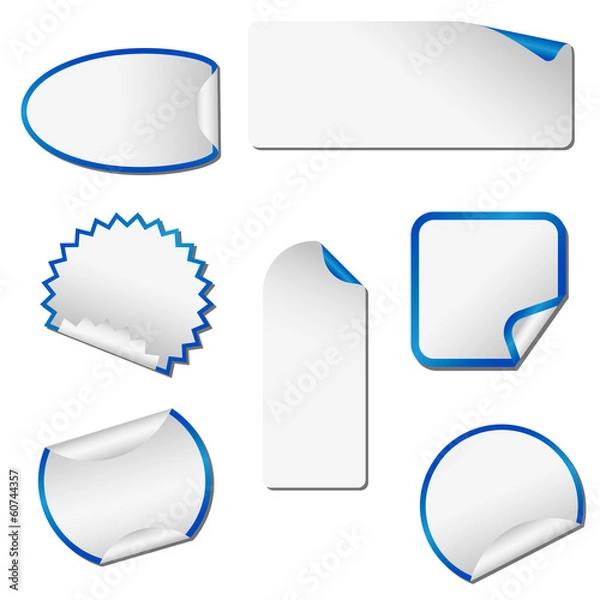 Obraz Grey adhesive peeling stickers with blue margins