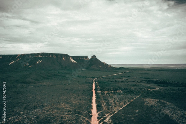 Fototapeta large stone with hole in the field of the Brazilian savannah one of the tourist spots in the jalapão national park