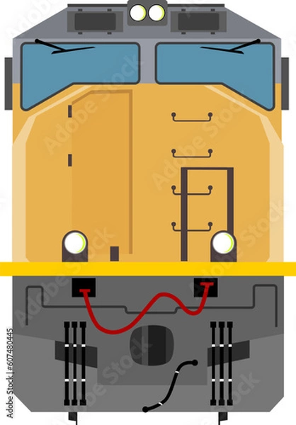 Obraz Front view of the diesel locomotive train vector icon in a flat style illustration
