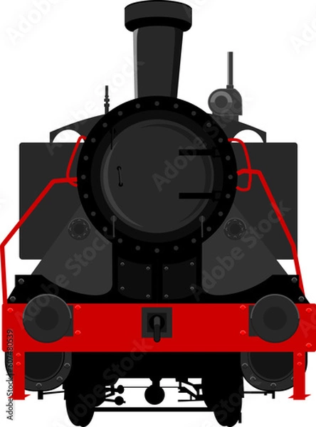 Obraz Front view vintage steam train locomotive vector icon, flat style vector illustration