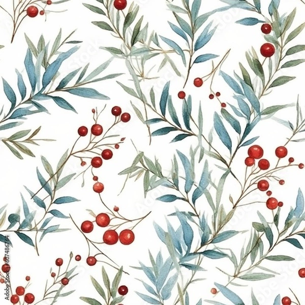 Fototapeta Beautiful elegant flower seamless pattern, created with generative AI
