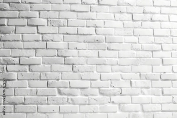 Fototapeta Texture background concept: white brick wall background in rural room, Generative AI