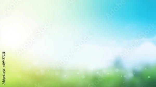 Obraz world environment and earth day, Abstract blurred green and blue sky nature background, Generative AI